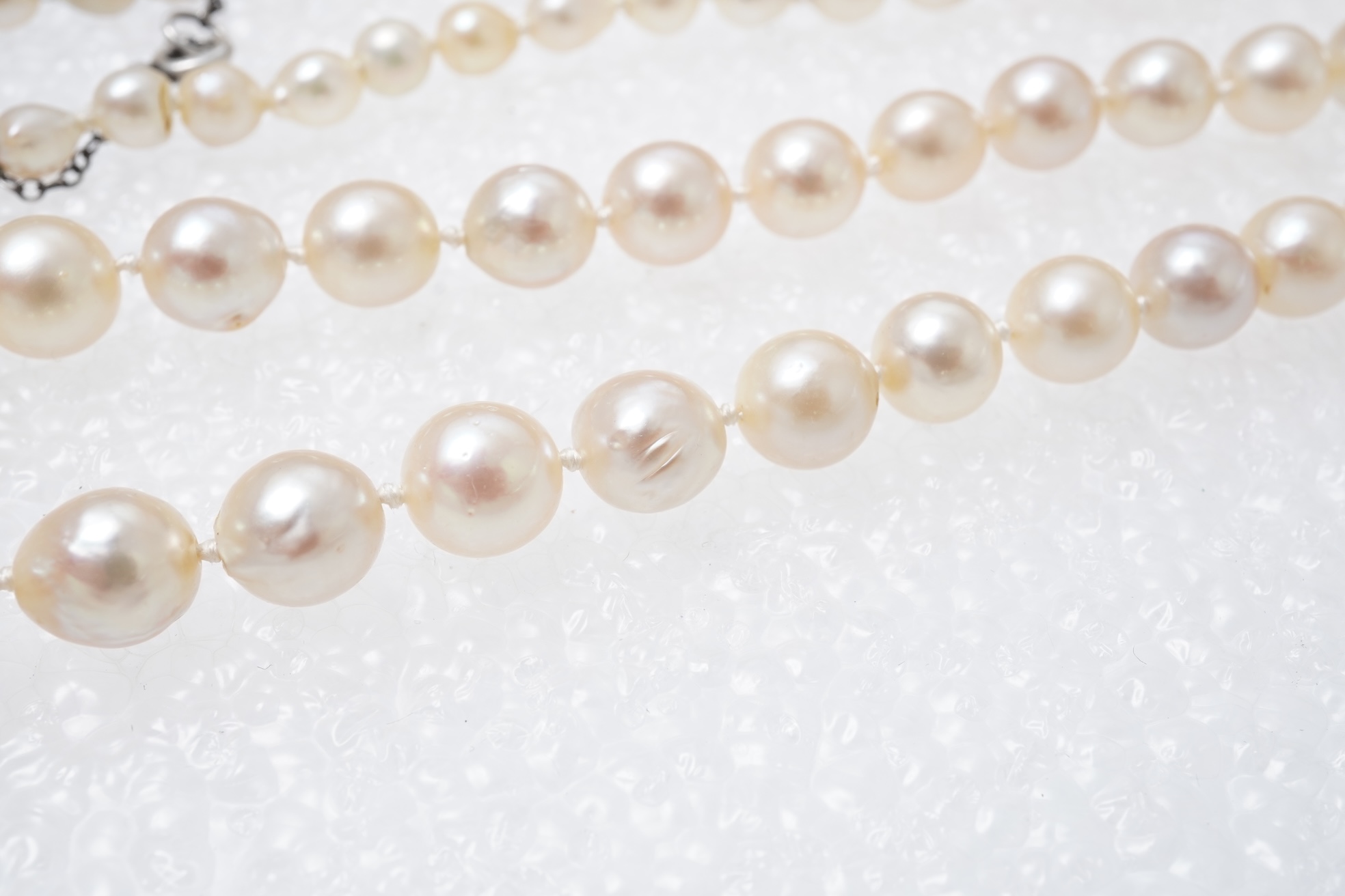 A cultured pearl, sapphire and diamond necklace, 19th century and later